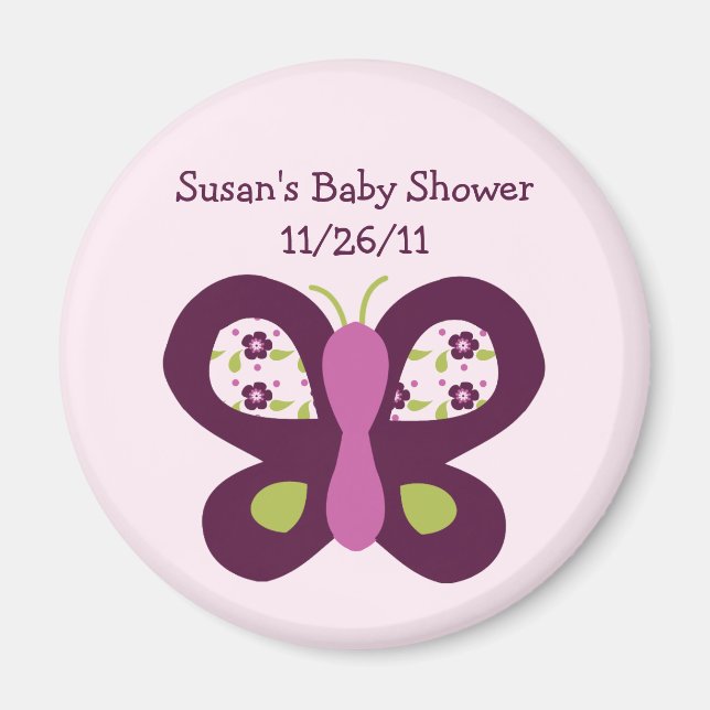 Sugar Plum Butterfly Baby Shower Magnet (Front)