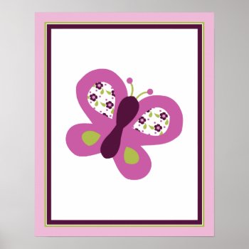Sugar Plum Butterfly Nursery Art Poster by Personalizedbydiane at Zazzle