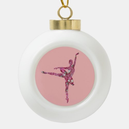 Sugar Plum Fairy Ballerina Ceramic Ball Christmas Ornament