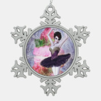 Sugar Plum Fairy Ballerina Fantasy Art Snowflake Pewter Christmas Ornament