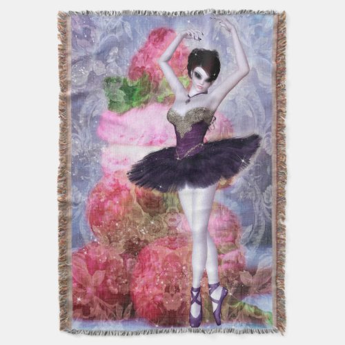 Sugar Plum Fairy Ballerina Holiday Throw Blanket