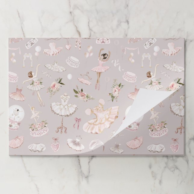 Sugar plum fairy blush pink ballerina birthday paper pad (Folded)