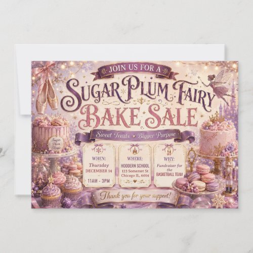 Sugar Plum Fairy Magical Christmas Bake Sale Invitation