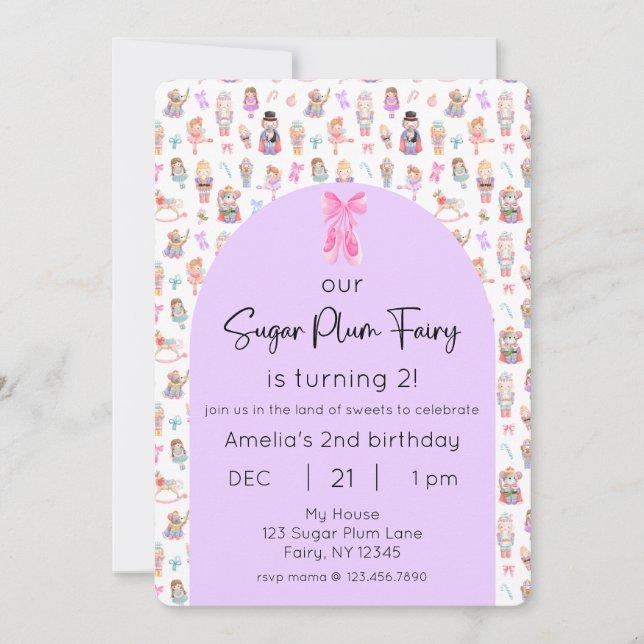 Sugar Plum Fairy Nutcracker Birthday Photo Invitation (Front)