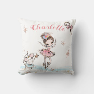 Sugar Plum Fairy Nutcracker Christmas with Name Throw Pillow
