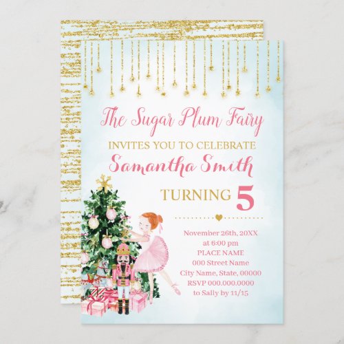 Sugar Plum Fairy Nutcracker glitter winter Invitation