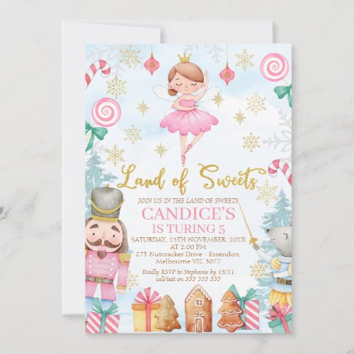 Sugar Plum Fairy Nutcracker Land of Sweet Birthday Invitation