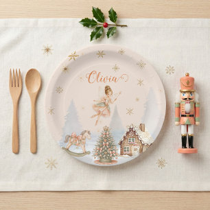Sugar Plum Fairy Nutcracker  Peach Mint Tableware Paper Plates