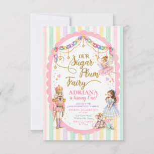 Sugar Plum Fairy Pastel Nutcracker First Birthday Invitation