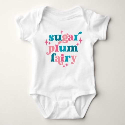 Sugar Plum Fairy Typography Art Personalized  Baby Bodysuit