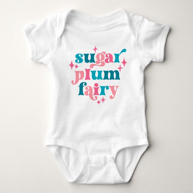 Sugar Plum Fairy Typography Art Personalized  Baby Bodysuit (Front)