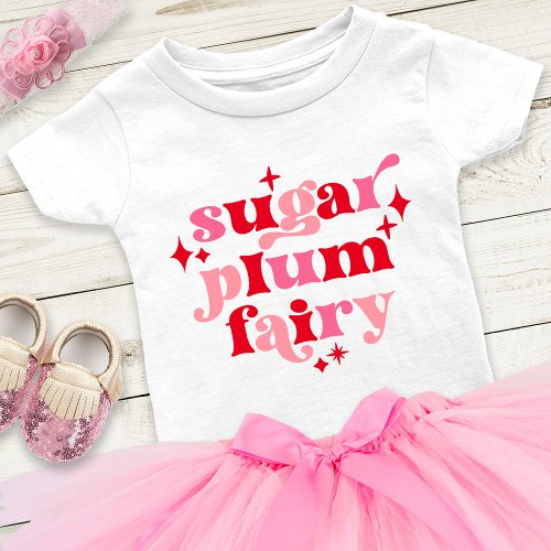 Sugar Plum Fairy Typography Art Personalized Pink  Baby Bodysuit