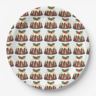 Sugar Plum Pudding Christmas Dinner British Food Paper Plates