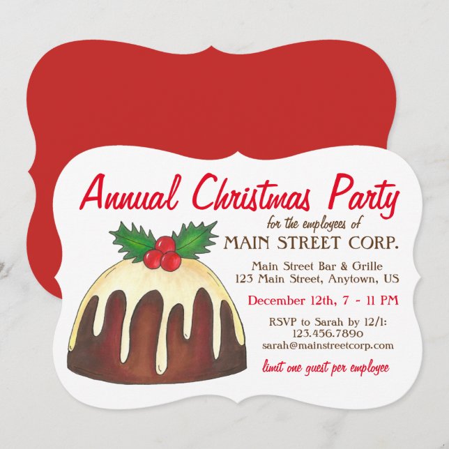 Sugar Plum Pudding Christmas Holiday Party Invitation (Front/Back)