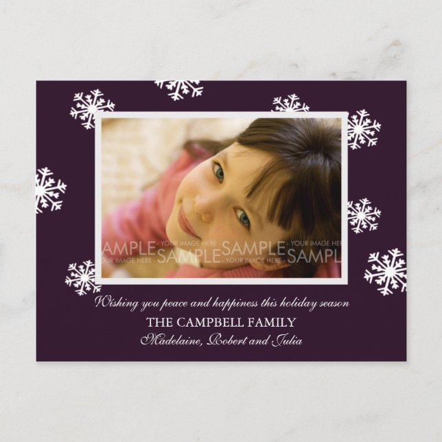 Sugar Plum Snowflakes :: Christmas Photo Postcard (Front)