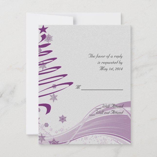 Sugar Plum Tree and Snowflakes in Purple Invitation (Front)