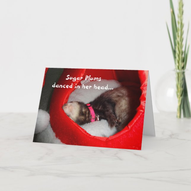 Sugar Plums Ferret Christmas Card (Front)