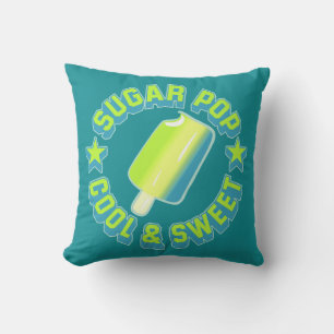 Sugar Pop Cartoon Ice Cream Reversible Throw Pillow