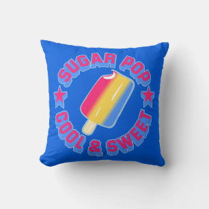Sugar Pop Cartoon Ice Cream Reversible Throw Pillow