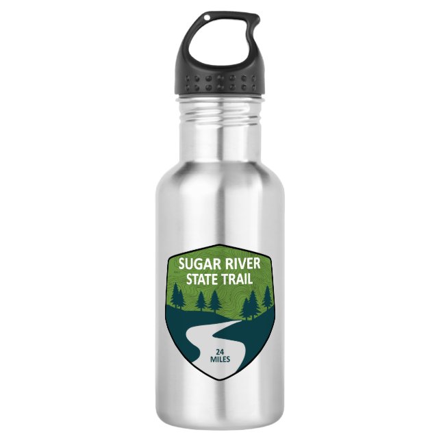 Sugar River State Trail Wisconsin Stainless Steel Water Bottle (Front)
