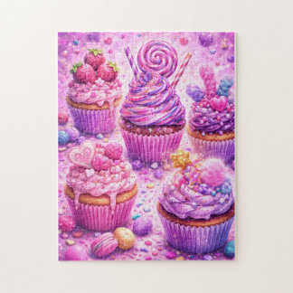 Sugar Rush Dreams: Candy Cupcake Delight Jigsaw Puzzle