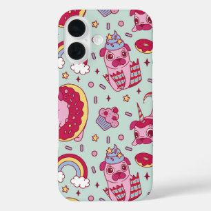 Sugar Rush Pug Party Whimsical Treats iPhone 16 Case