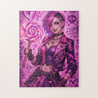 Sugar Rush Rebel: Neon Candy Chaos Jigsaw Puzzle