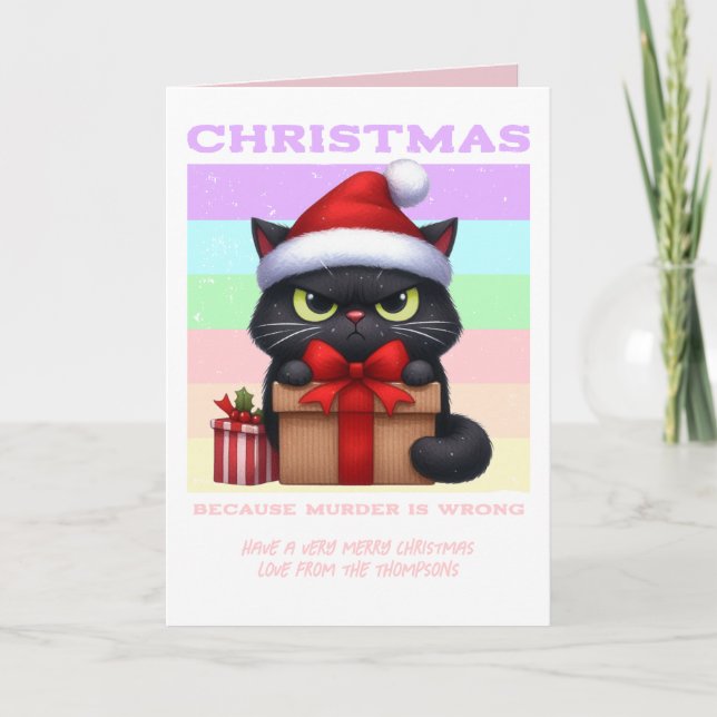 Sugar Rush Sleigh Funny Cat Retro Christmas Photo Holiday Card (Front)