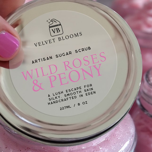 Sugar scrub label simple roses and peony pink (Creator Uploaded)