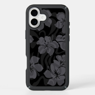 Sugar Shack Hawaiian Tropical Hibiscus - Black iPhone 16 Plus Case