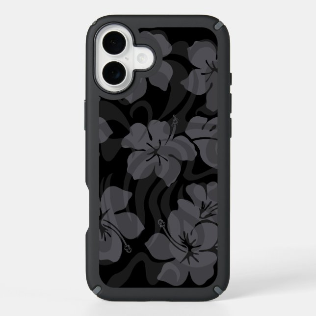Sugar Shack Hawaiian Tropical Hibiscus - Black Speck iPhone Case (Front)