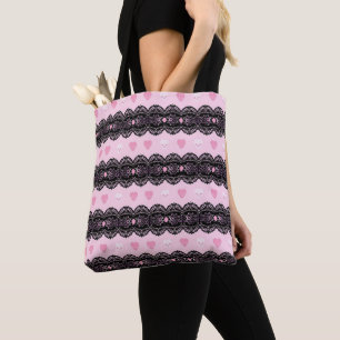 Sugar & Sin Tote – Pastel Goth Lace Heart Bag