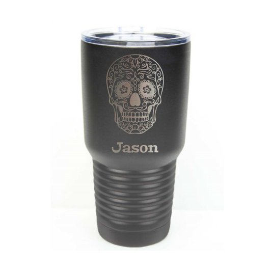 Sugar Skull 30 Oz Stainless Steel Tumbler (Front)