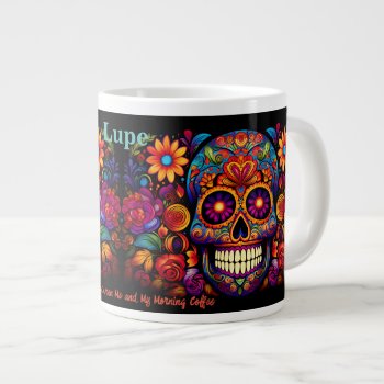 Sugar Skull Add Name Text Birthday Gift Giant Coffee Mug by Frasure_Studios at Zazzle