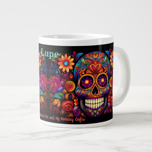 Sugar Skull Add Name Text Birthday Gift Giant Coffee Mug