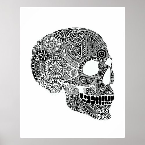 Sugar skull adult coloring Poster