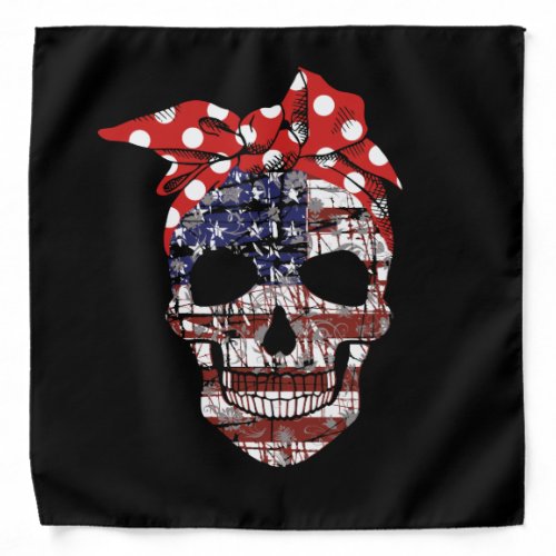 Sugar Skull American flag Bandana