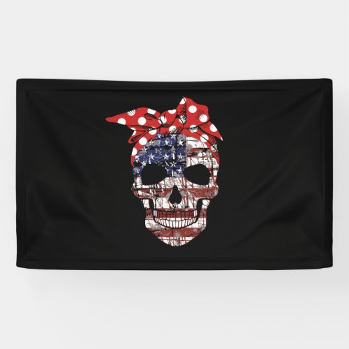 Sugar Skull American flag Banner
