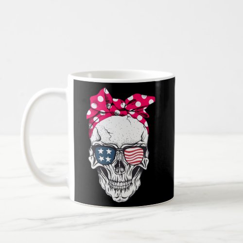 Sugar Skull American Flag Red Bandana Skeleton Sun Coffee Mug