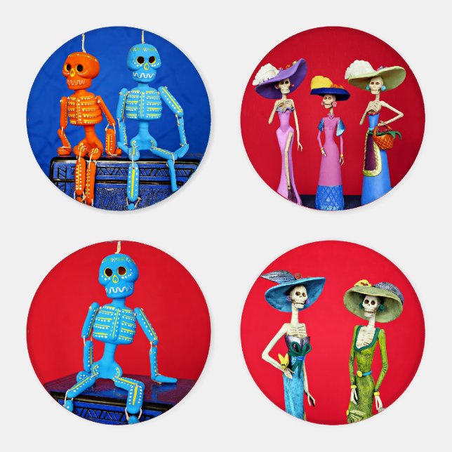 Sugar Skull and Catrinas 4 Acrylic Coaster Set (Set)