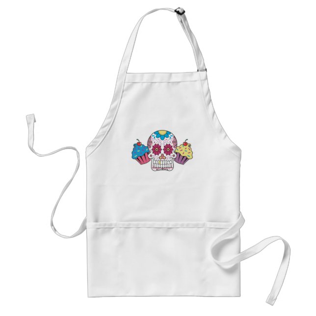 Sugar Skull and Cupcakes Adult Apron (Front)