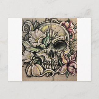 Sugar skull and lilies postcard