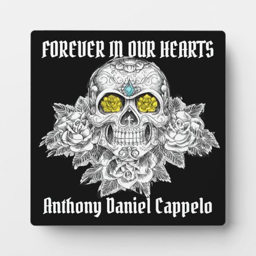 Sugar Skull and Roses Memorial Plaque