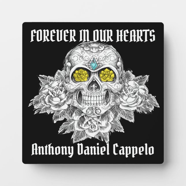 Sugar Skull and Roses Memorial Plaque (Front)