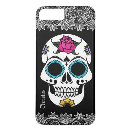 Sugar Skull and White Lace iPhone 7 Plus Case