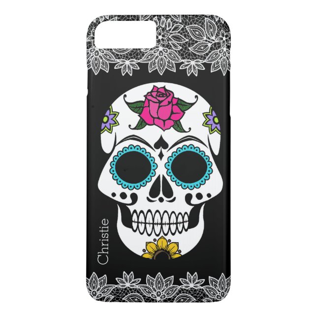 Sugar Skull and White Lace iPhone 7 Plus Case (Back)