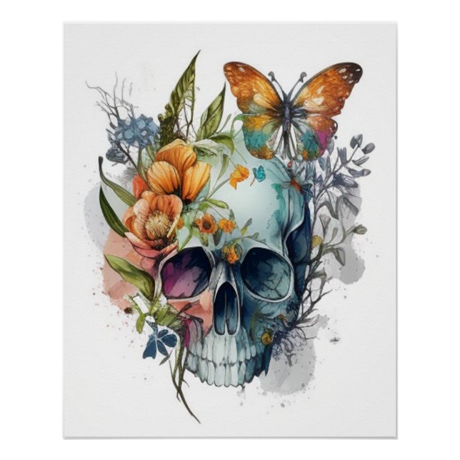 Sugar Skull and Wildflowers Wall Art (Front)
