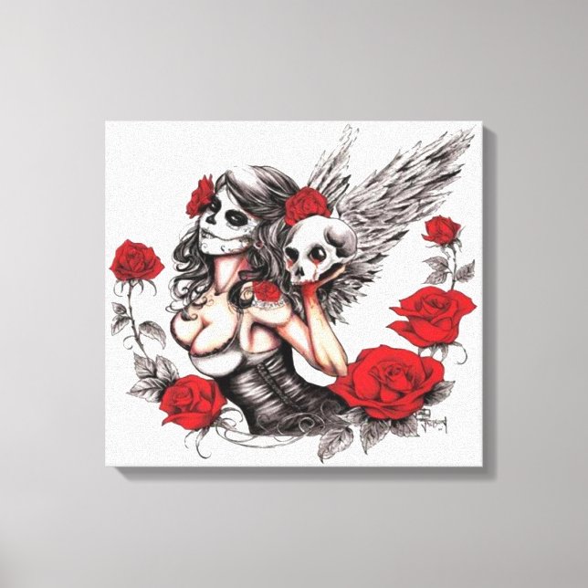 Sugar Skull Angel Canvas Print (Front)