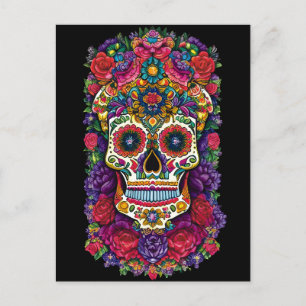 Sugar Skull Art - A Colorful Tribute Postcard