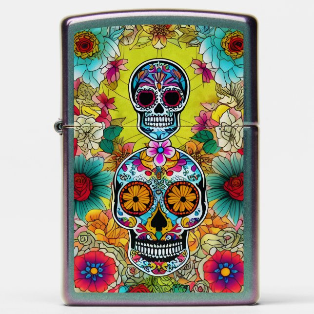 Sugar Skull Art -  Art of Remembrance Zippo Lighter (Front)